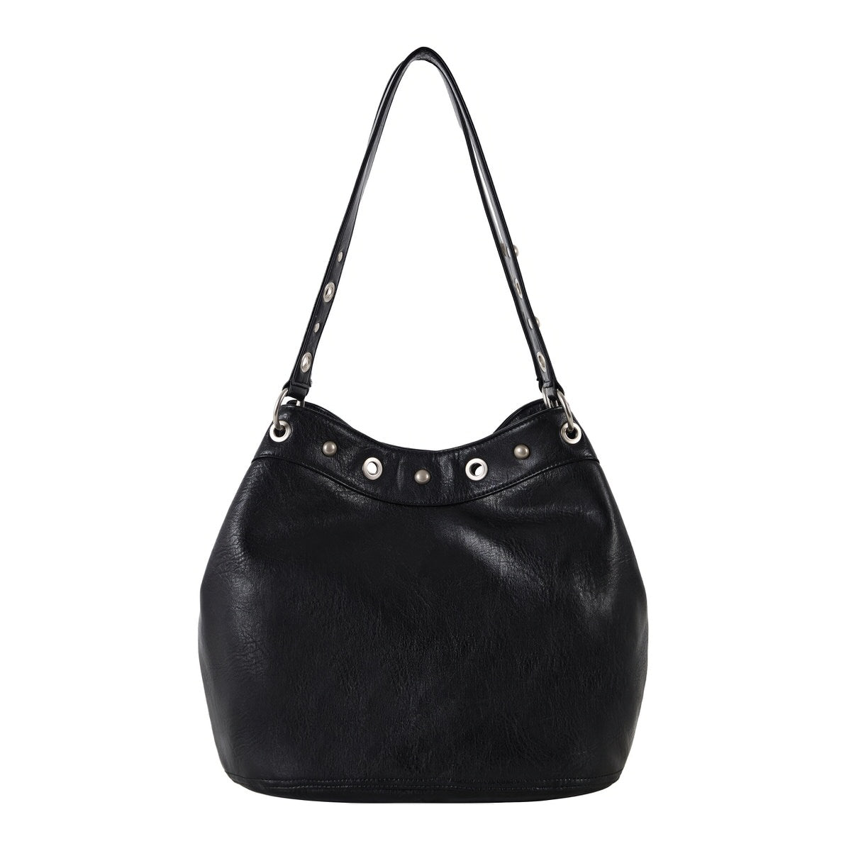 Too Busy Grommet Stud Black Shoulder Bag