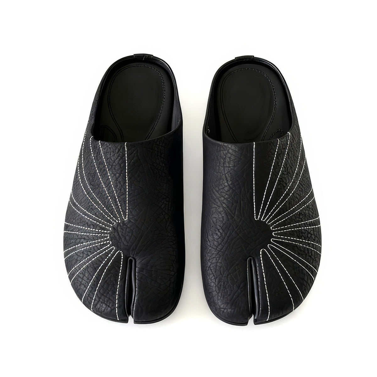 Sun Embroidered Tabi Mule Flats