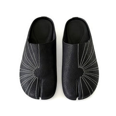 Sun Embroidered Tabi Mule Flats