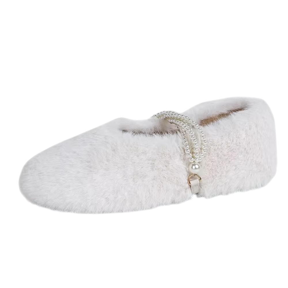Soft Girl Fluffy Mary Jane Flats