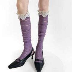 Ballet Core Ruffle Knee Socks