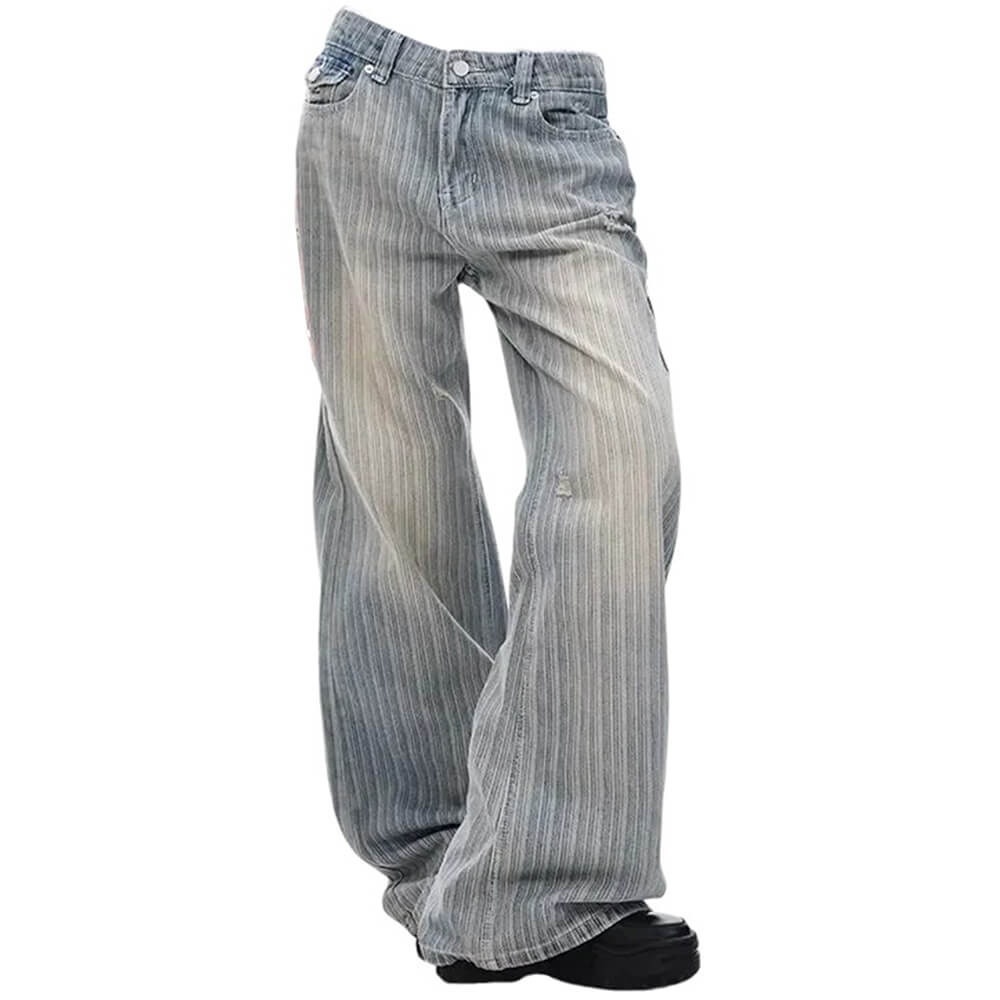 Missed Calls Striped Wide-Leg Jeans