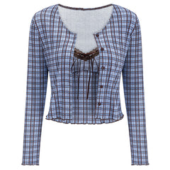 Gossip Goes Around Plaid Top + Cardigan Set