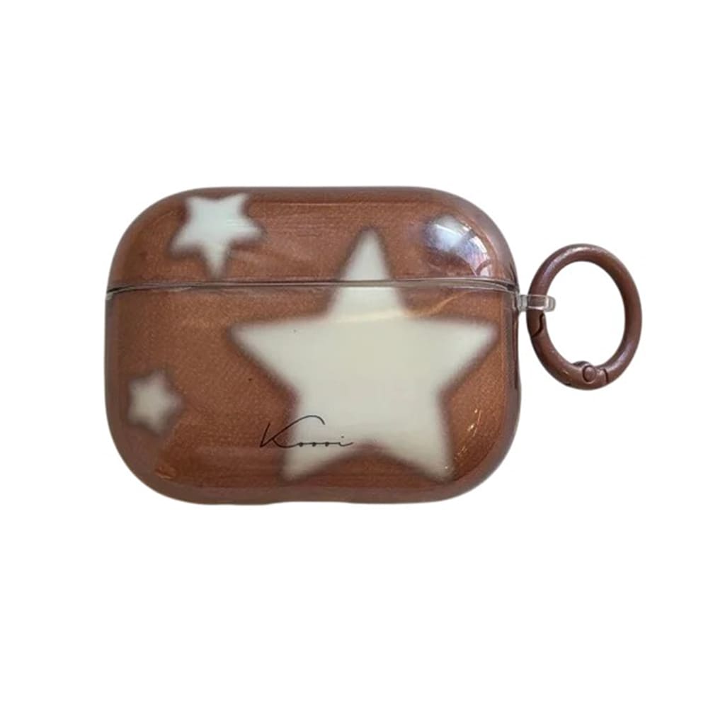 Brown Stars Airpods Case