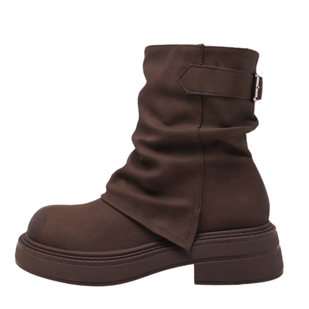 Normandy Countryside Brown Platform Calf Boots