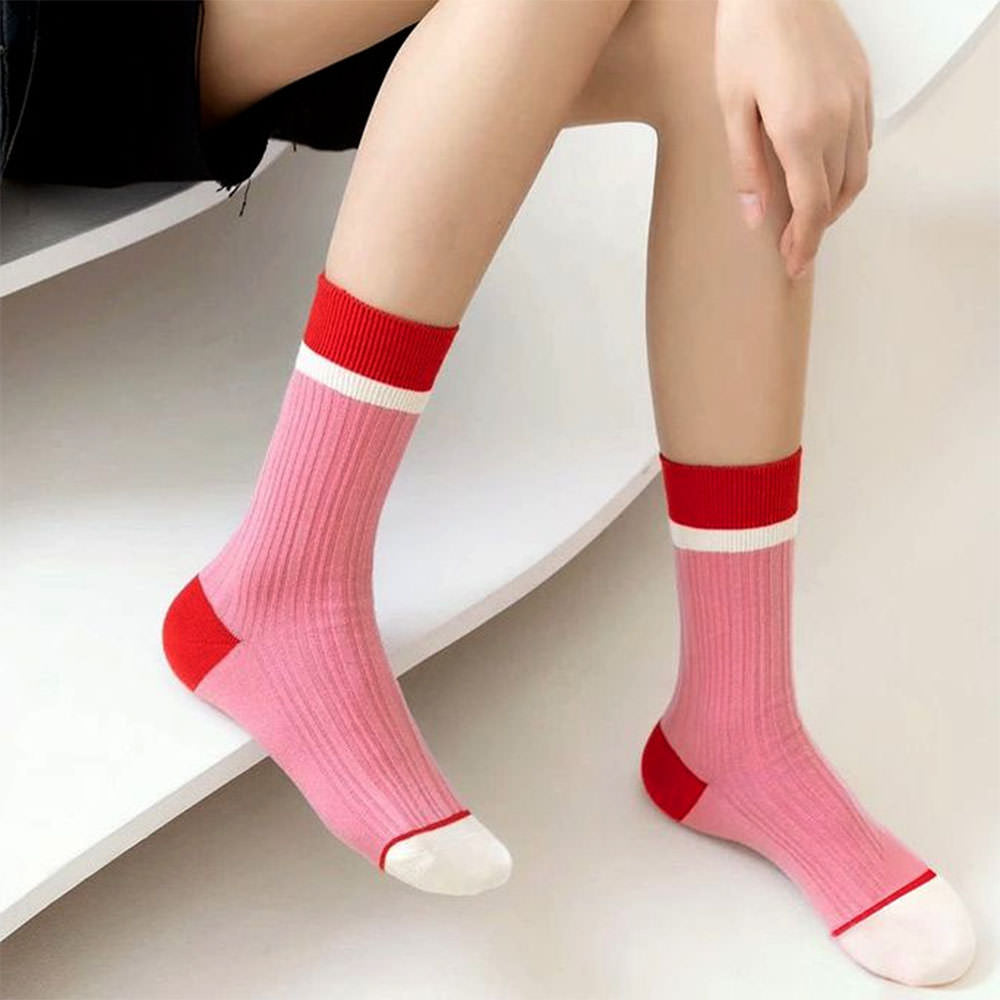 Color Block Ribbed Socks