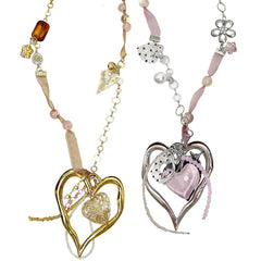 Coquette Heart Charm Beaded Necklace