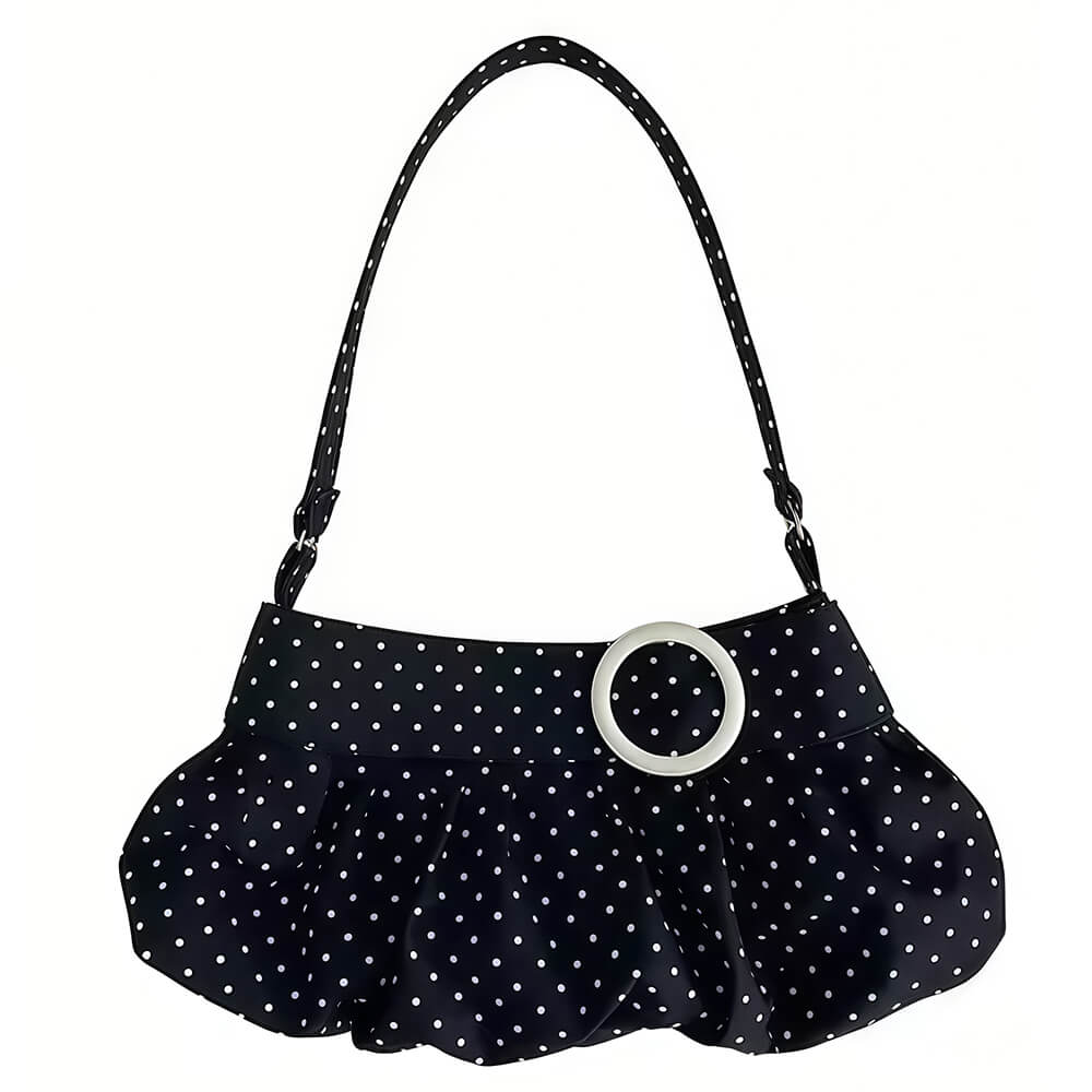 Coquette Polka Dot Ruched Bag