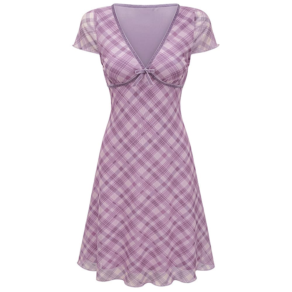 Cottage Summer Plaid Mini Dress