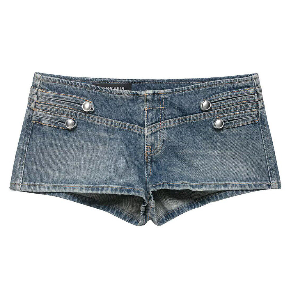Model Casting Frogging Denim Jacket & Shorts Set