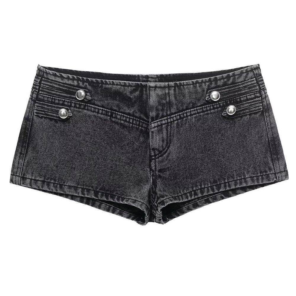 Model Casting Frogging Denim Jacket & Shorts Set