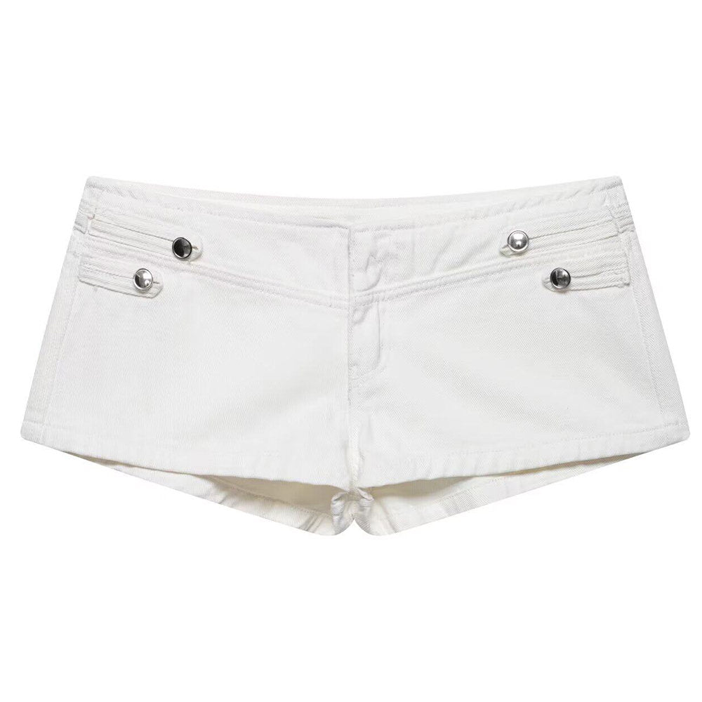 Model Casting Frogging Denim Jacket & Shorts Set