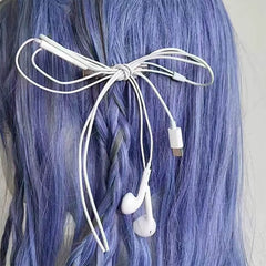 Earphone Bow Hair Clip