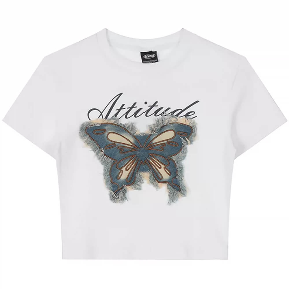 Fairy Grunge Butterfly Patch Top