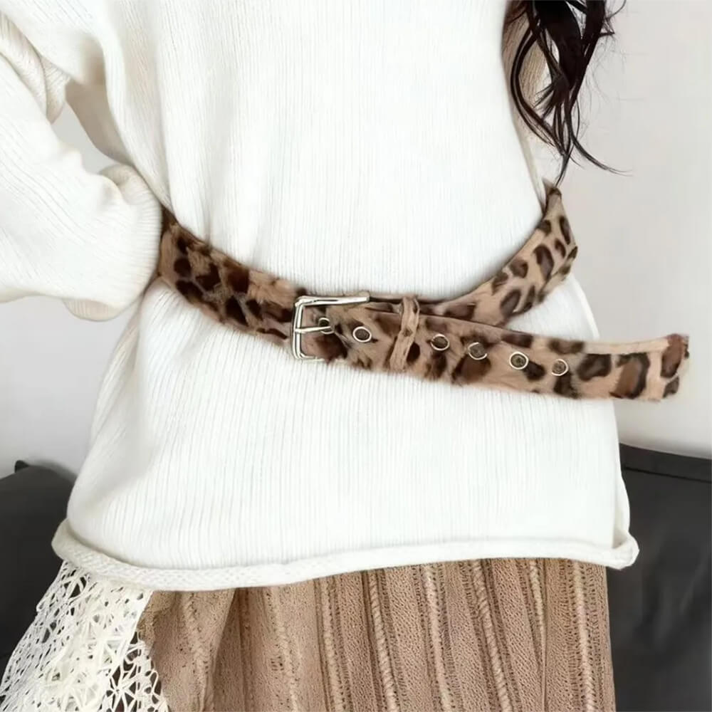 Wild Aura Faux Fur Leopard Belt