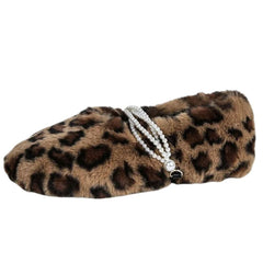 Faux Fur Leopard Slippers