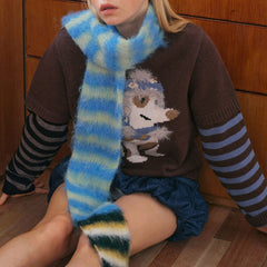 Frazzled English Woman Striped Scarf