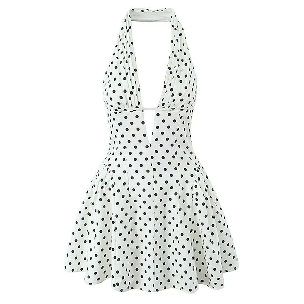 French Girl V-Neck Halter Dress