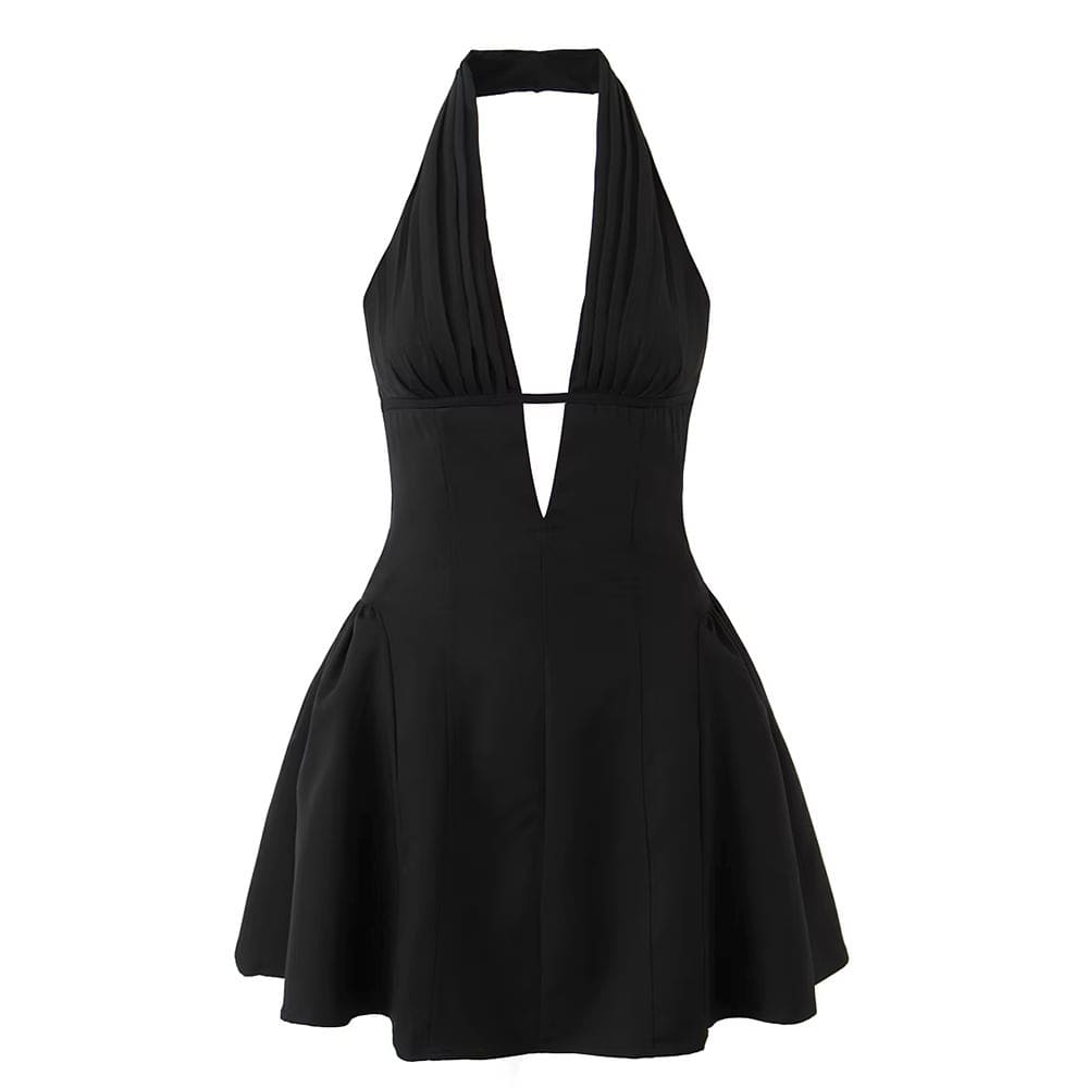 French Girl V-Neck Halter Dress