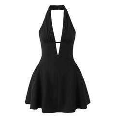 French Girl V-Neck Halter Dress