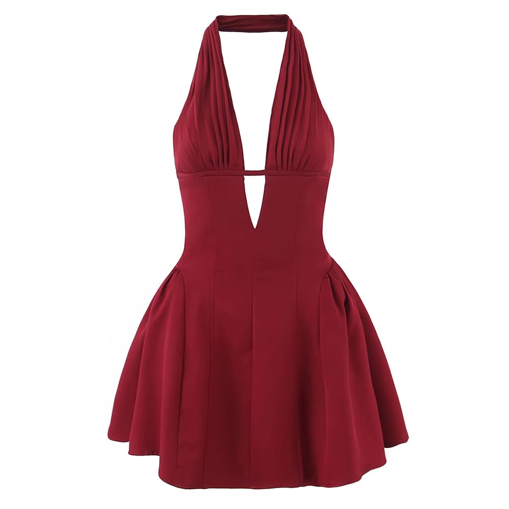 French Girl V-Neck Halter Dress