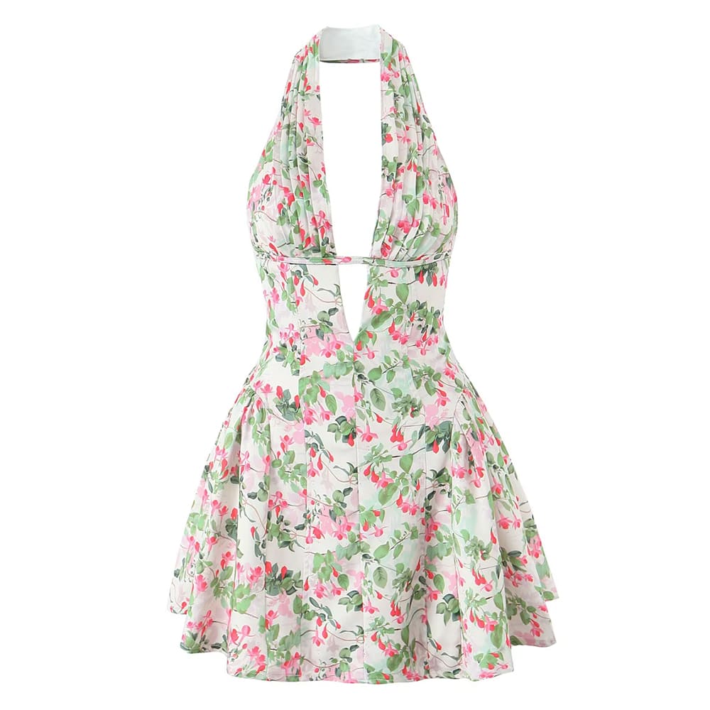 French Girl V-Neck Halter Dress