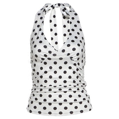 French Summer Polka Dot Halter Top