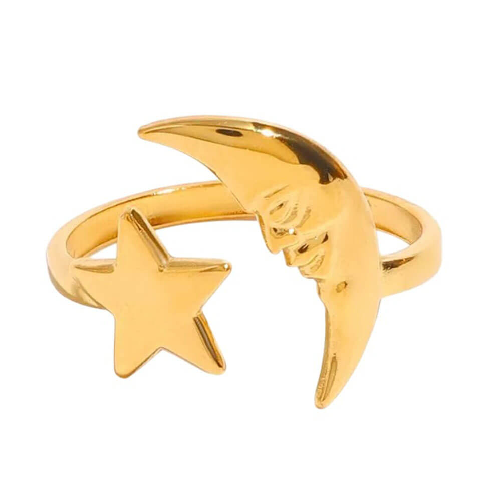Gold Star Moon Ring