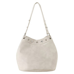 Too Busy Grommet Stud Beige Shoulder Bag
