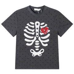 Grunge Skeleton Heart Print T-Shirt
