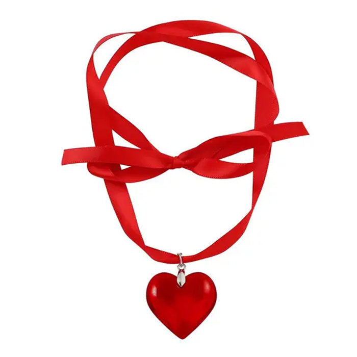 Heart Satin Ribbon Necklace