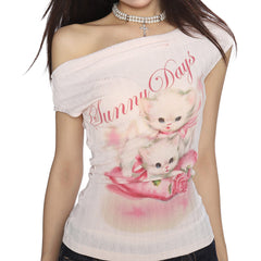 Sunny Days Kitten Off Shoulder Top