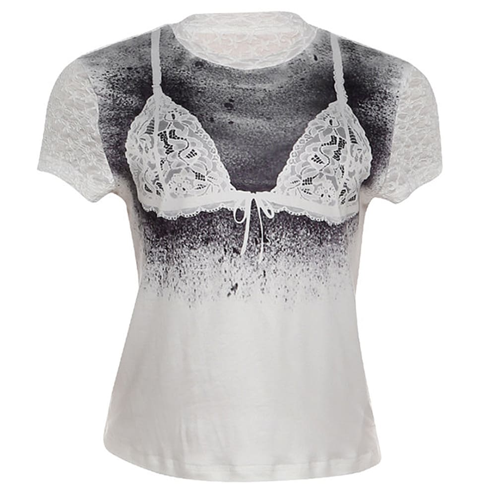 Lace Bra Print T-Shirt