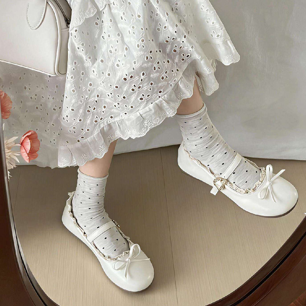 Pastel Dreams Lace Trim Mary Jane Flats