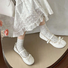 Pastel Dreams Lace Trim Mary Jane Flats