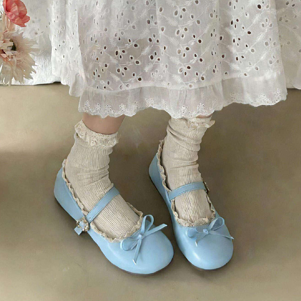 Pastel Dreams Lace Trim Mary Jane Flats