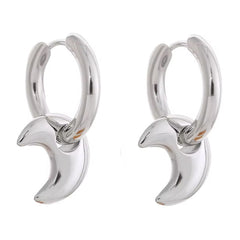 Celestial Moon Drop Hoops Earrings