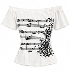 Music Note Off Shoulder T-Shirt