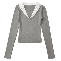 Office Siren V-Neck Long Sleeve Top