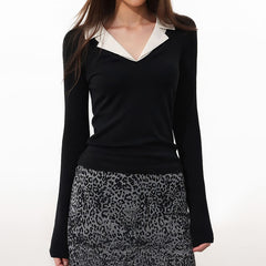 Office Siren V-Neck Long Sleeve Top