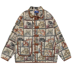 Oversized Cat Print Jacket