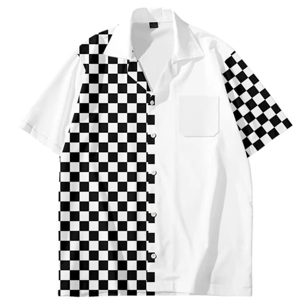 Oversized Checkered Button-Up Shirt
