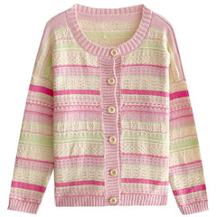 Teen Craft Pastel Striped Knit Cardigan