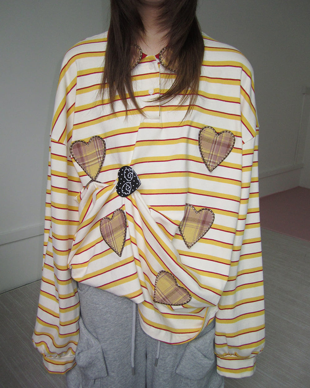 Patchwork Rugby Striped Long Sleeve Top