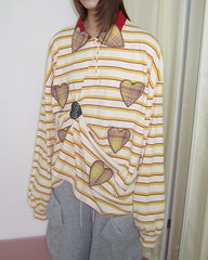 Patchwork Rugby Striped Long Sleeve Top