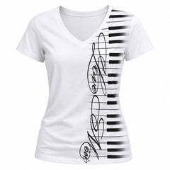 Piano Keyboard V-Neck T-Shirt