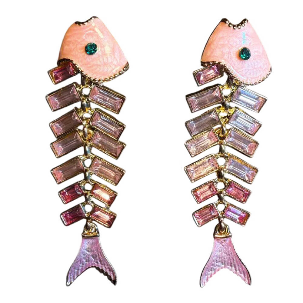 Pink Fishbone Earrings