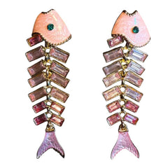 Pink Fishbone Earrings