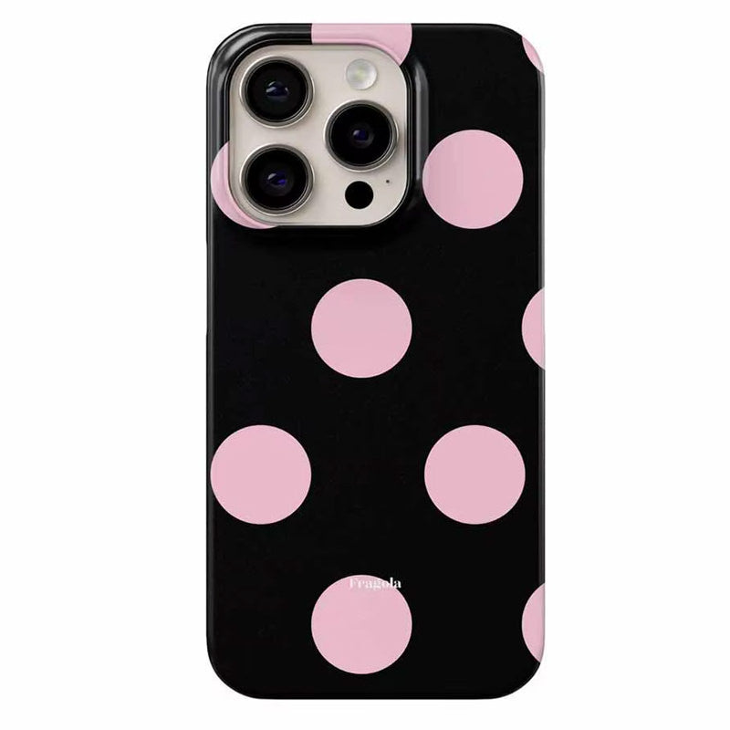 Pink & Black Polka Dot iPhone Case