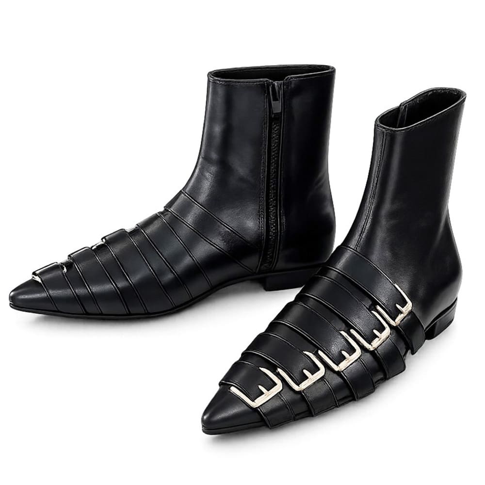 Paris Meeting Pointed Toe Buckle Boots